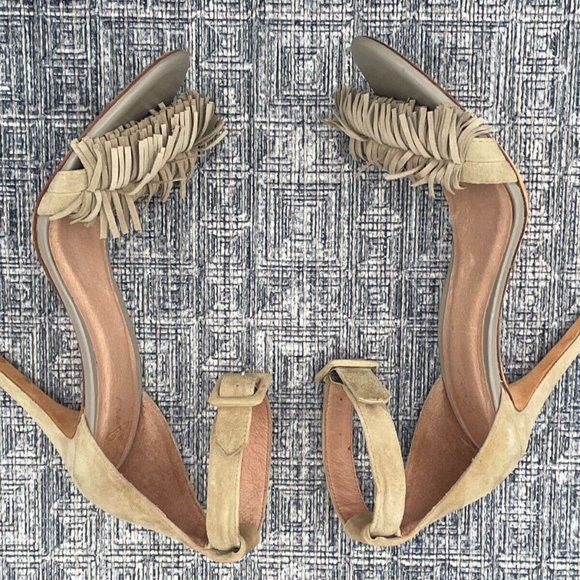 Joie Women Heels Leather Suede Upper Fringe Pump Shoes Size 38.5 - Picture 9 of 12